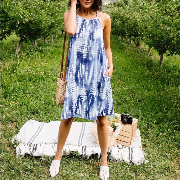 Blue Fern Tie Dye Halter Dress - Picture 9 of 9